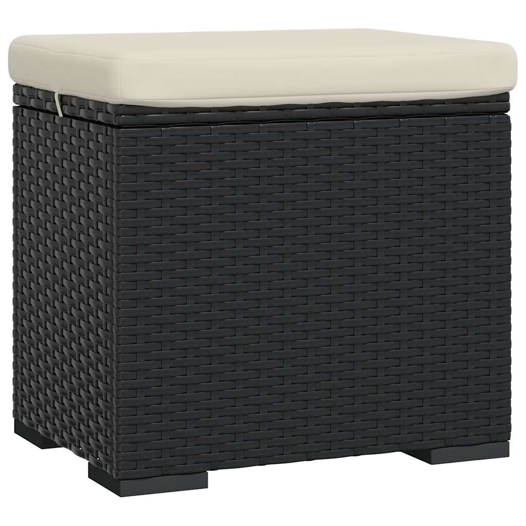 vidaXL Ottoman with Cushion Black 40x30x40 cm Poly Rattan 2