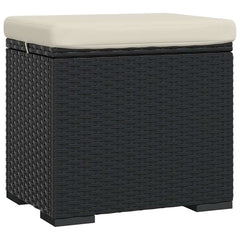 vidaXL Ottoman with Cushion Black 40x30x40 cm Poly Rattan 2
