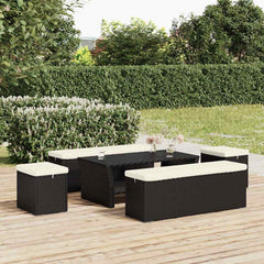 vidaXL Ottoman with Cushion Black 40x30x40 cm Poly Rattan 3
