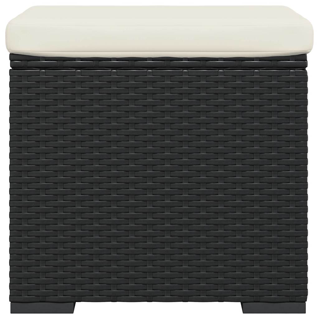 vidaXL Ottoman with Cushion Black 40x30x40 cm Poly Rattan 4