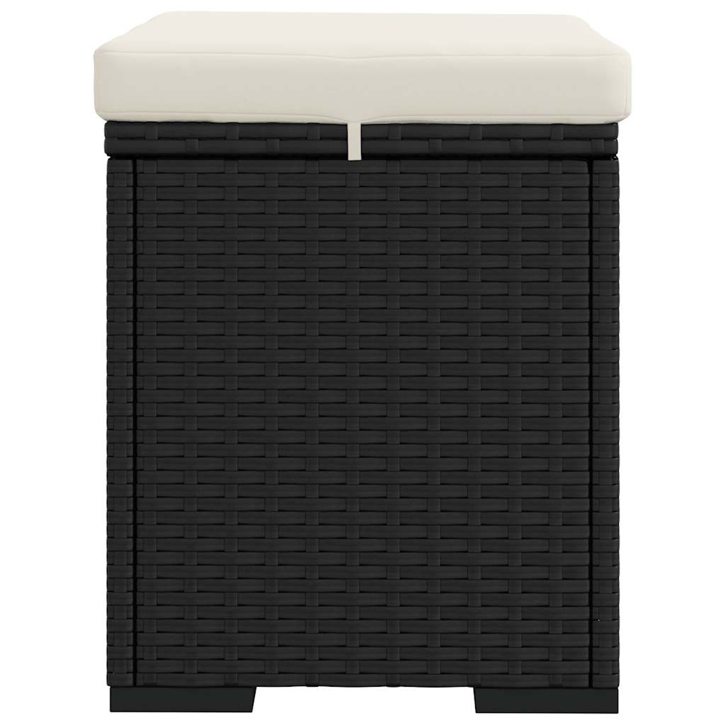 vidaXL Ottoman with Cushion Black 40x30x40 cm Poly Rattan 6