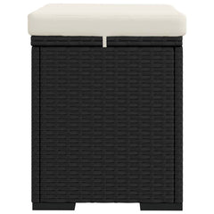 vidaXL Ottoman with Cushion Black 40x30x40 cm Poly Rattan 6