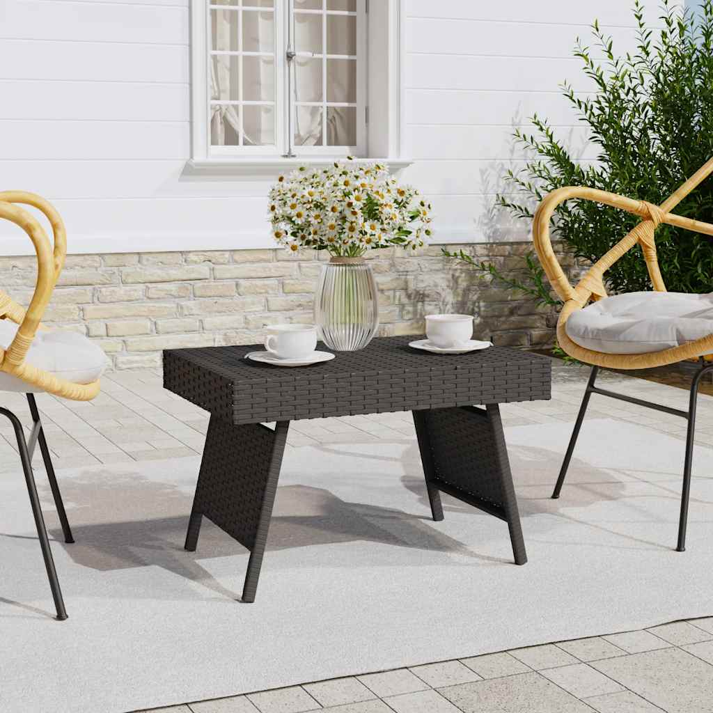 vidaXL Foldable Side Table Black 60x40x38 cm Poly Rattan 1