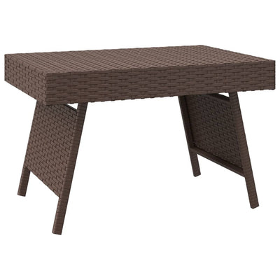 Foldable Side Table Brown 60x40x38 cm Poly Rattan