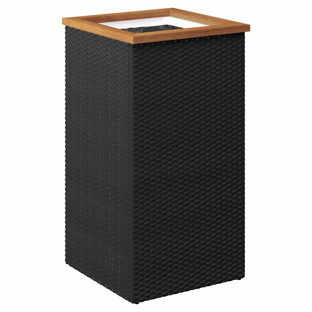 vidaXL Planter | Black, Brown | PE rattan, powder-coated steel, plastic | Medium 2