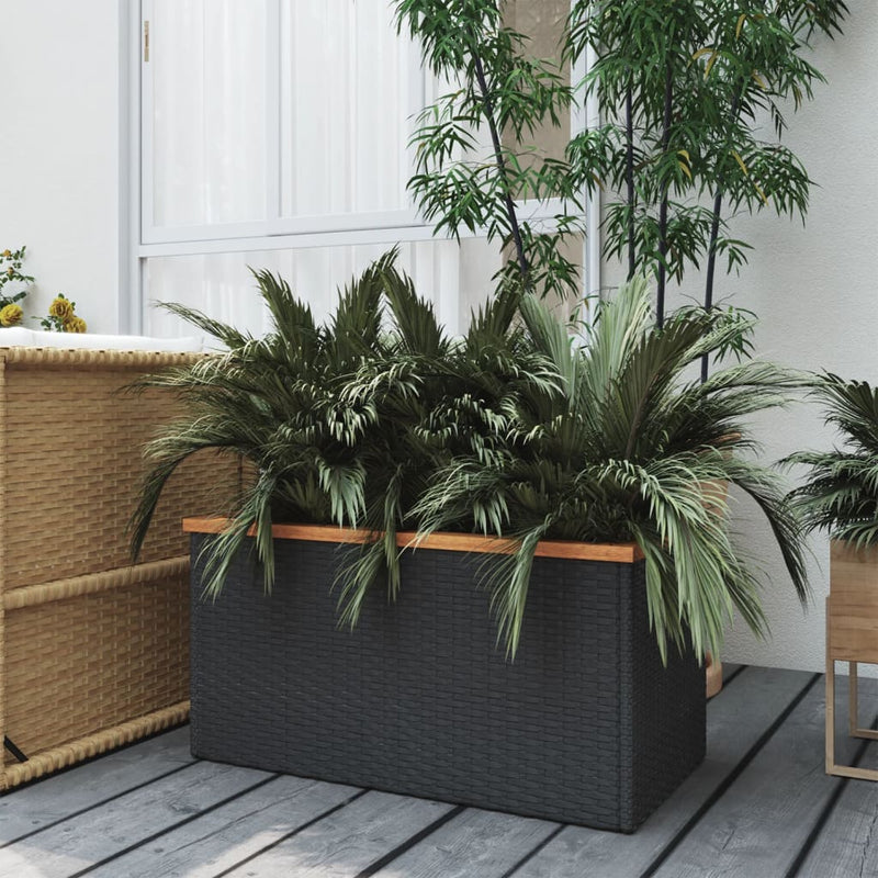 Planter Black 80x40x40 cm Poly Rattan