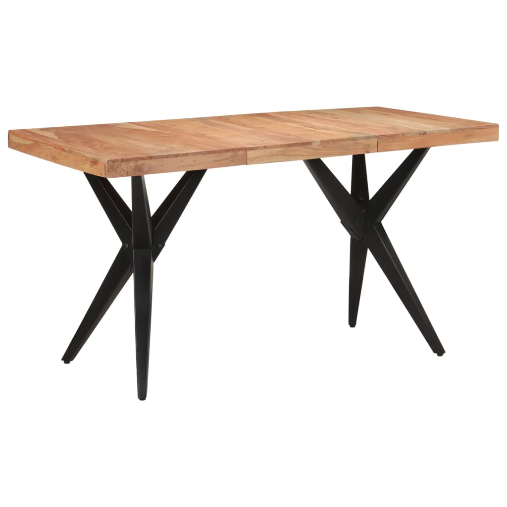vidaXL Dining Table Black 140x70x76 cm Solid Wood Acacia 1