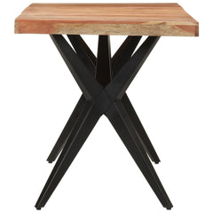vidaXL Dining Table Black 140x70x76 cm Solid Wood Acacia 3