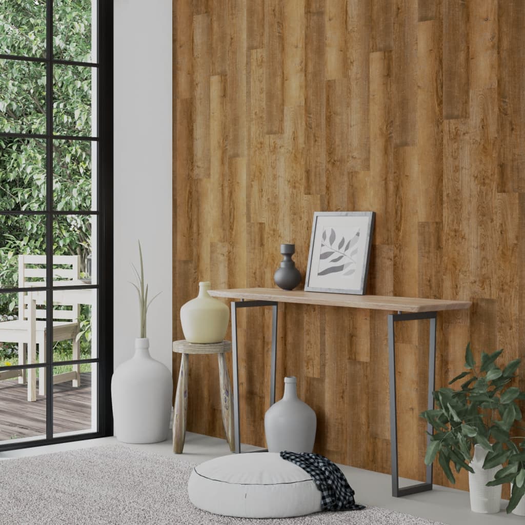 vidaXL Wall Panels Wood Look Brown PVC 2,06 m² 3