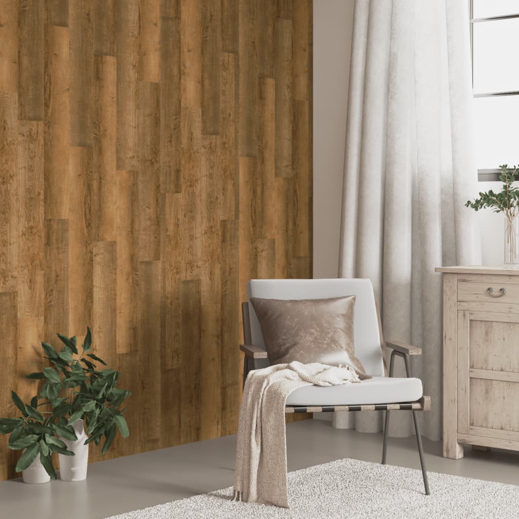 vidaXL Wall Panels Wood Look Brown PVC 2,06 m² 4