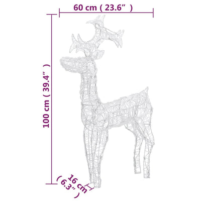 Reindeer Christmas Decorations 2 pcs 60x16x100 cm Acrylic