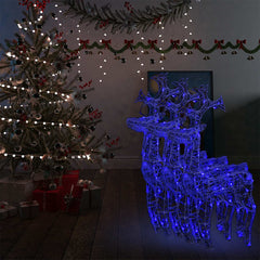 Reindeer Christmas Decorations 60x16x100 cm Acrylic 3 pcs Blue