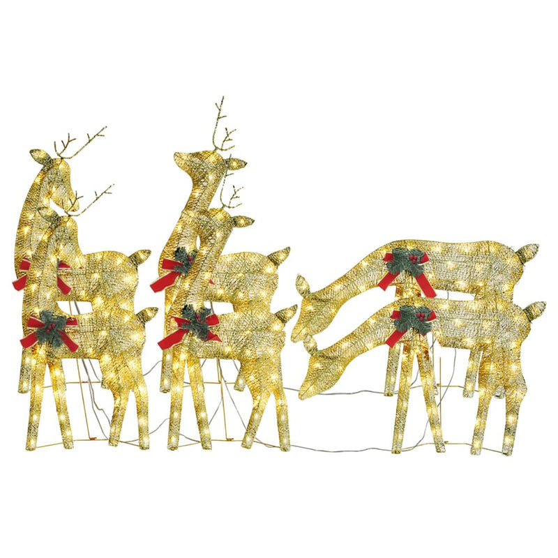 Christmas Reindeers 6 pcs Gold Warm White Mesh