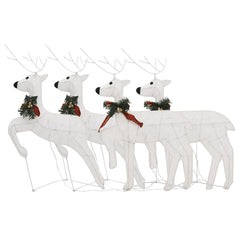 vidaXL Christmas Reindeers 4 pcs White 80 LEDs 4