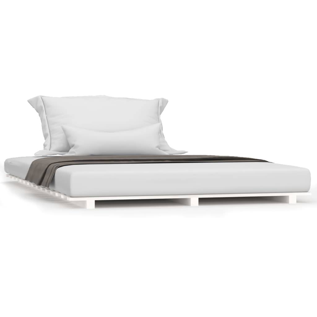 Bed Frame without Mattress Solid Wood Pine Length 200 cm White 120 cm