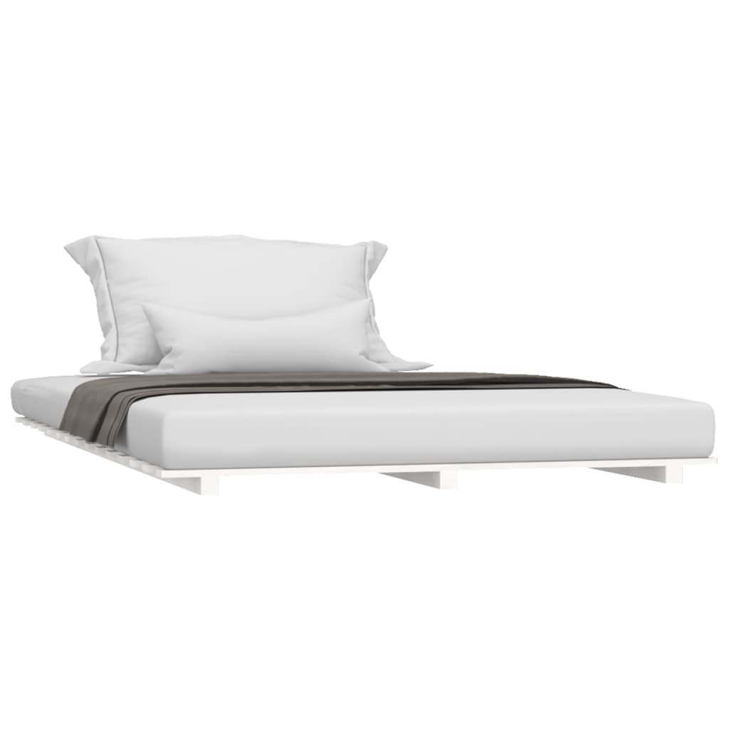 Bed Frame without Mattress Solid Wood Pine Length 200 cm White 120 cm