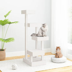 vidaXL Cat Tree White 45.5x49x103 cm Solid Wood Pine 1