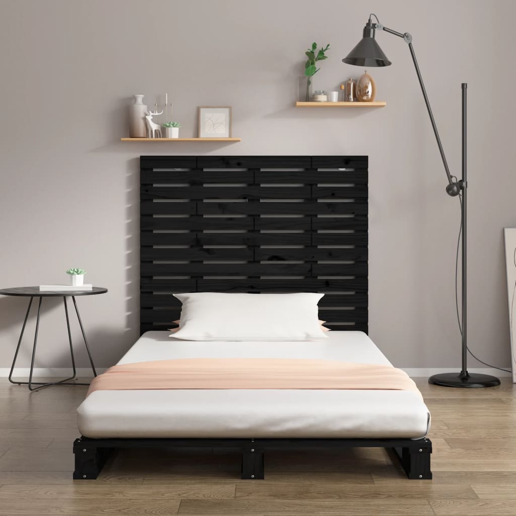 vidaXL Wall Headboard Black 106x3x91.5 cm Solid Wood Pine 3