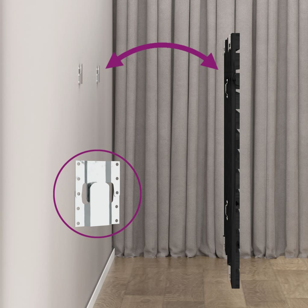 vidaXL Wall Headboard Black 126x3x91.5 cm Solid Wood Pine 6