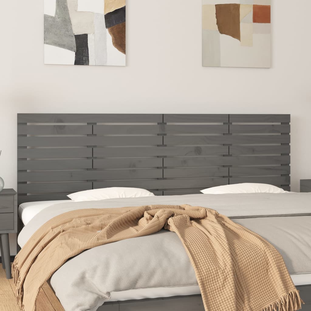 vidaXL Wall Headboard 96x3x63 cm Solid Wood Pine Grey