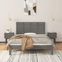 Wall Headboard 96x3x63 cm Solid Wood Pine Length 63 cm Grey 126 cm