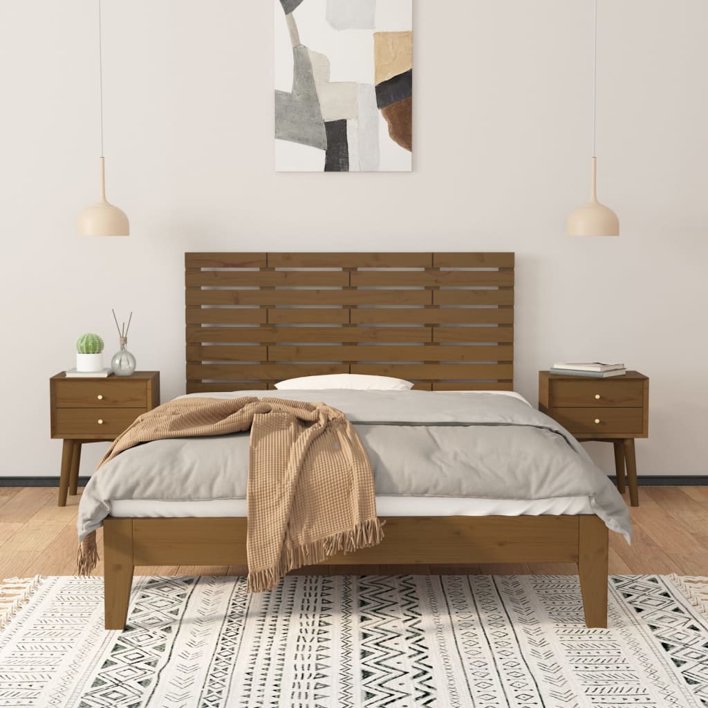 Wall Headboard 96x3x63 cm Solid Wood Pine Length 63 cm Honey brown 126 cm