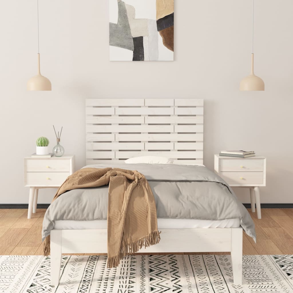 vidaXL Wall Headboard White 81x3x63 cm Solid Wood Pine 3
