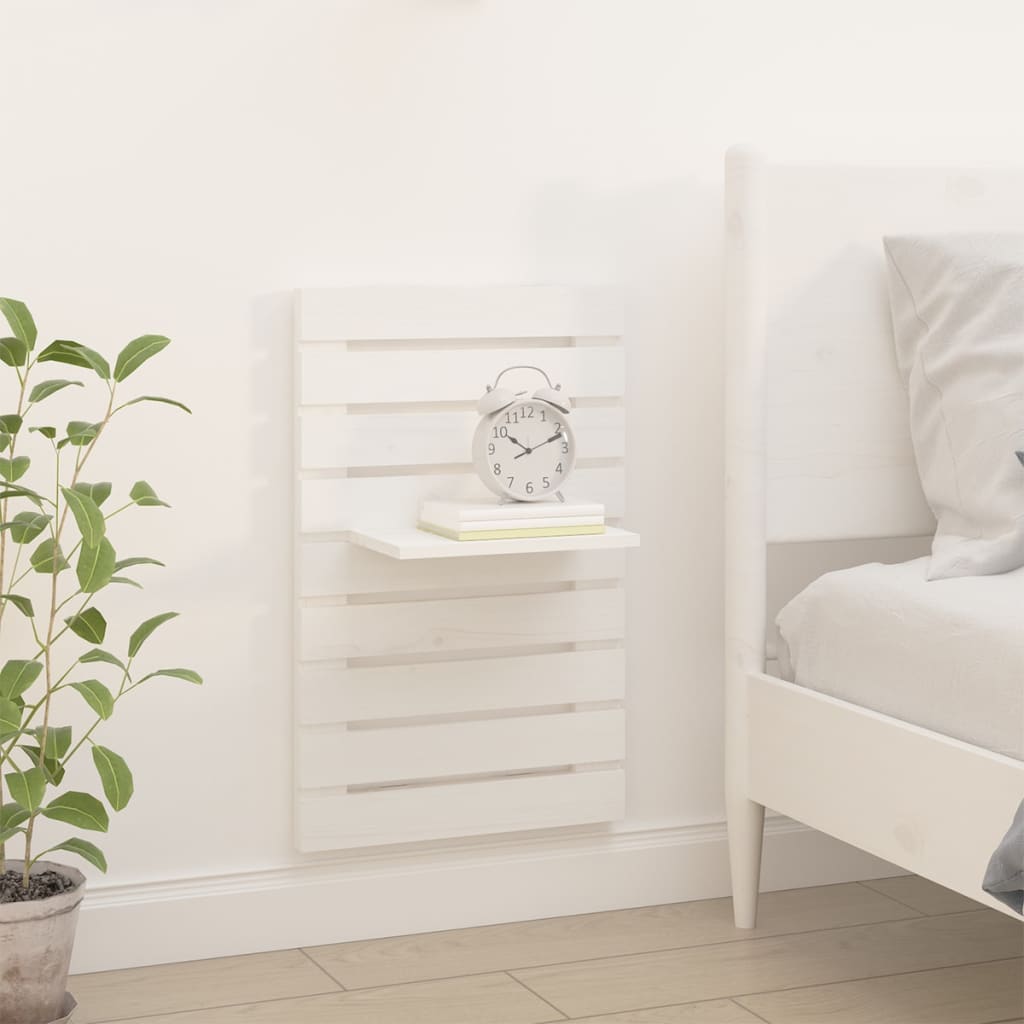 vidaXL Wall-mounted Bedside Shelves 2 pcs White Solid Wood Pine 3