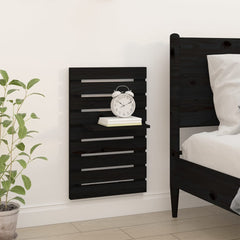 vidaXL Wall-mounted Bedside Shelves 2 pcs Black Solid Wood Pine 3