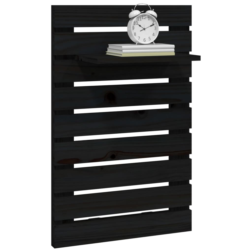 vidaXL Wall-mounted Bedside Shelves 2 pcs Black Solid Wood Pine 4