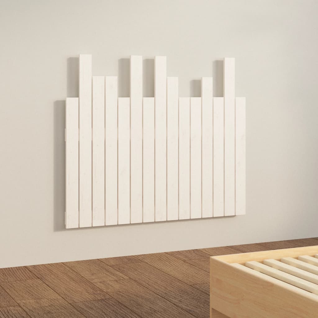 vidaXL Wall Headboard White 95.5x3x80 cm Solid Wood Pine 4