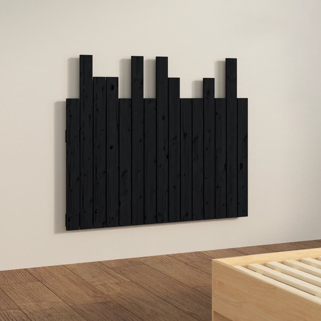 vidaXL Wall Headboard Black 95.5x3x80 cm Solid Wood Pine 4