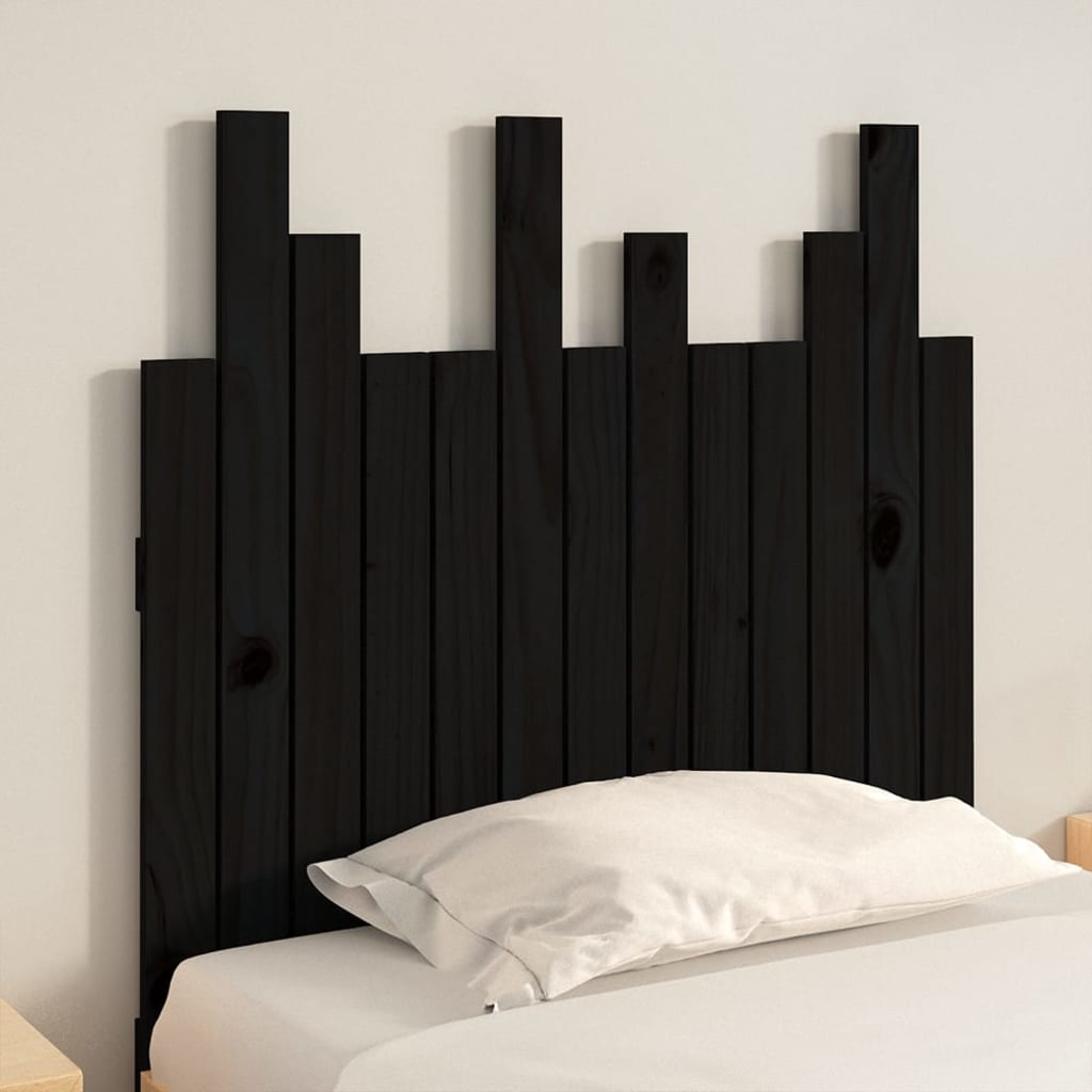 vidaXL Wall Headboard Black 82.5x3x80 cm Solid Wood Pine 3