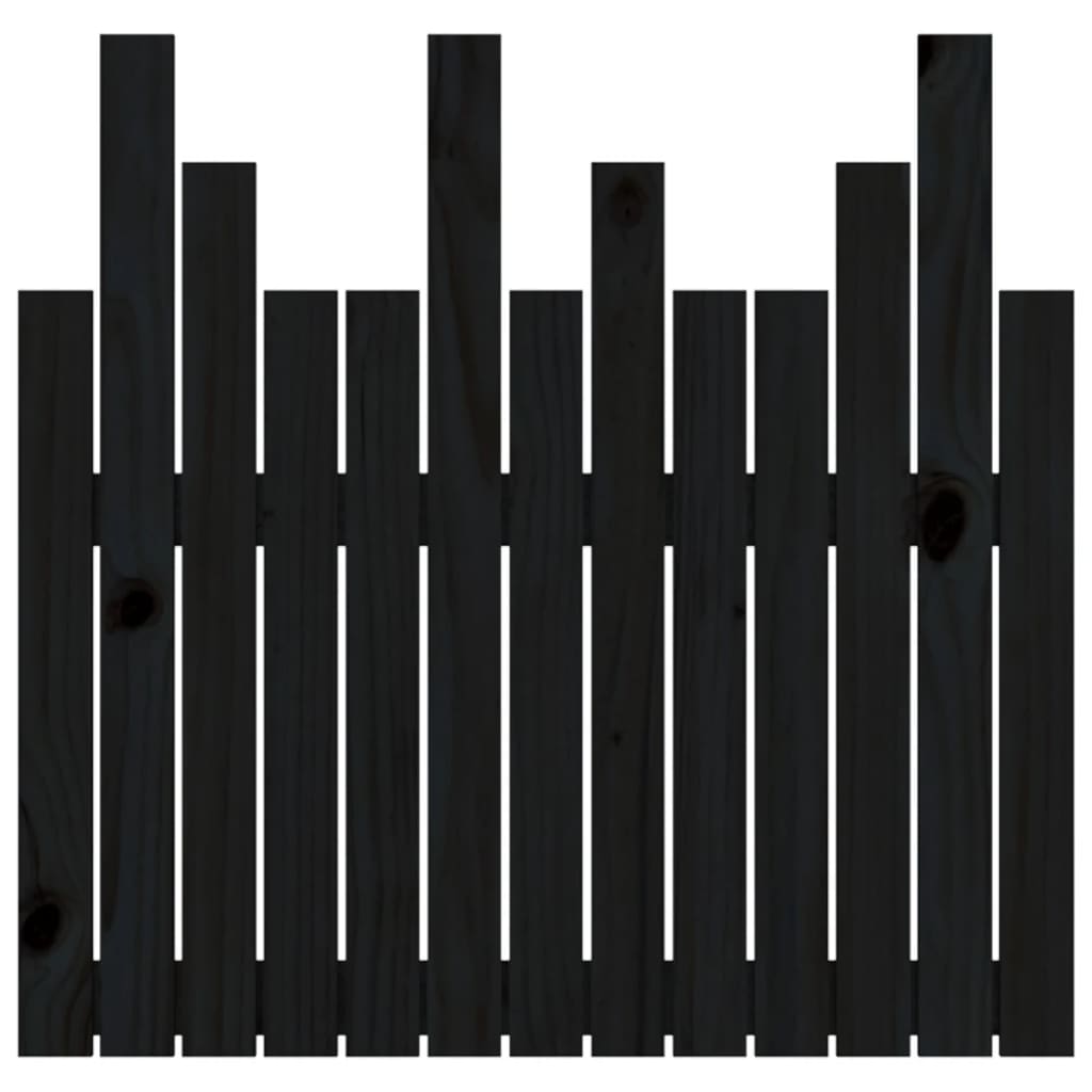 vidaXL Wall Headboard Black 82.5x3x80 cm Solid Wood Pine 5