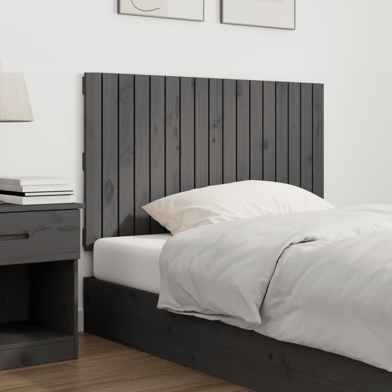 Wall Headboard Grey 108x3x60 cm Solid Wood Pine