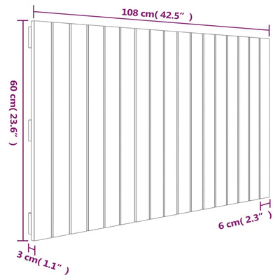 Wall Headboard Grey 108x3x60 cm Solid Wood Pine