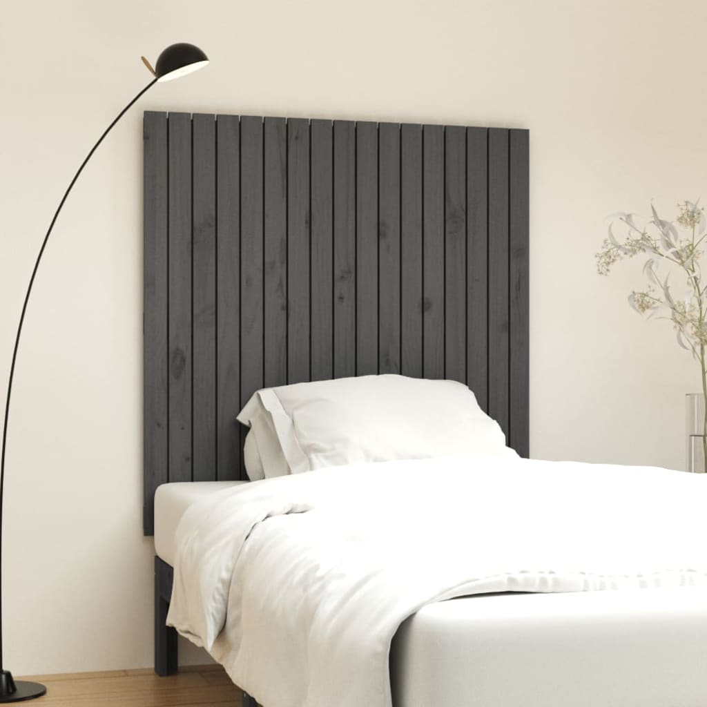 vidaXL Wall Headboard Grey 108x3x110 cm Solid Wood Pine 1