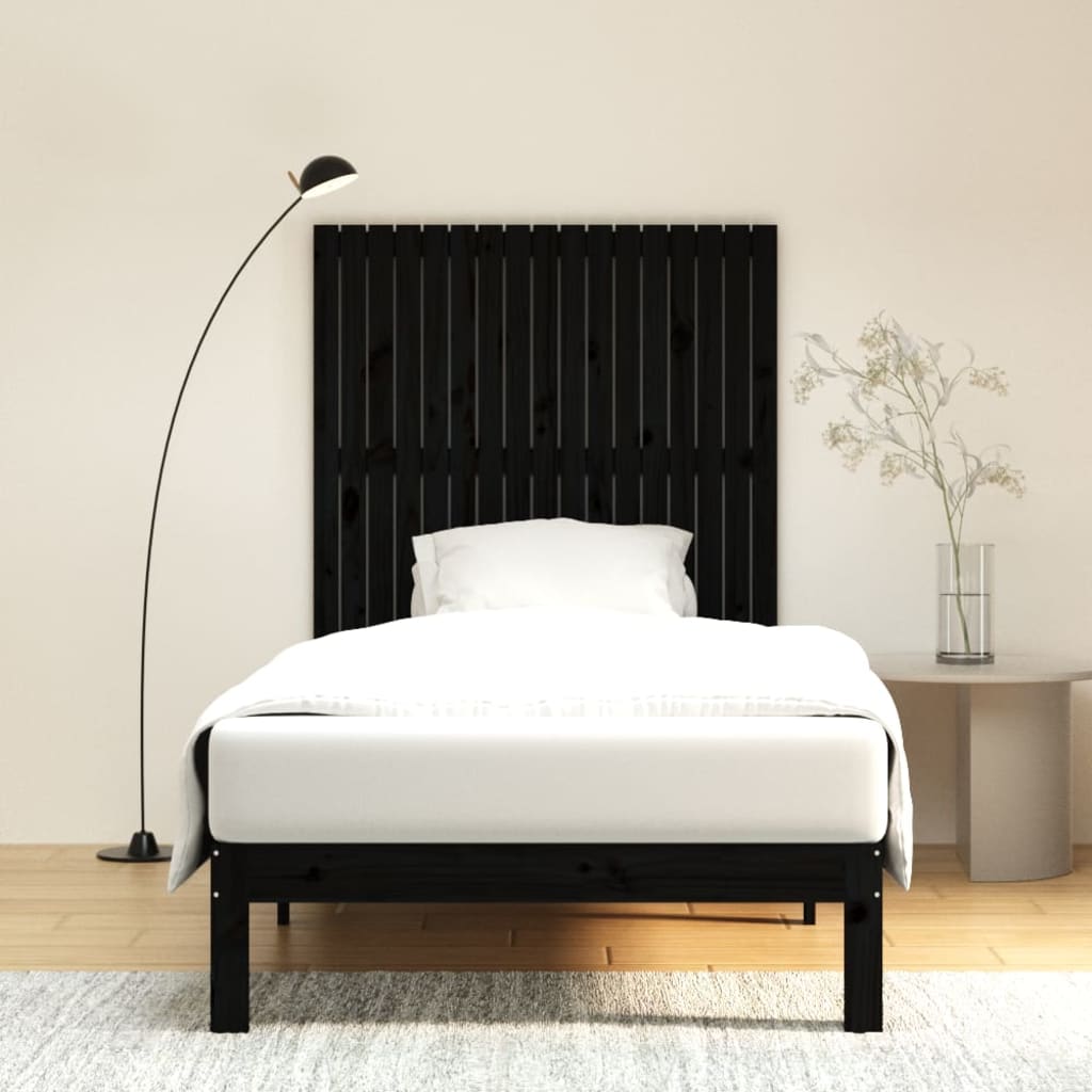 vidaXL Wall Headboard Black 108x3x110 cm Solid Wood Pine 3