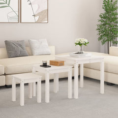 Nesting Tables 3 pcs Solid Wood Pine White