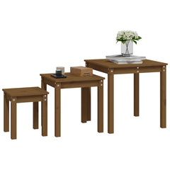 vidaXL Nesting Tables 3 pcs Honey Brown Solid Wood Pine 4
