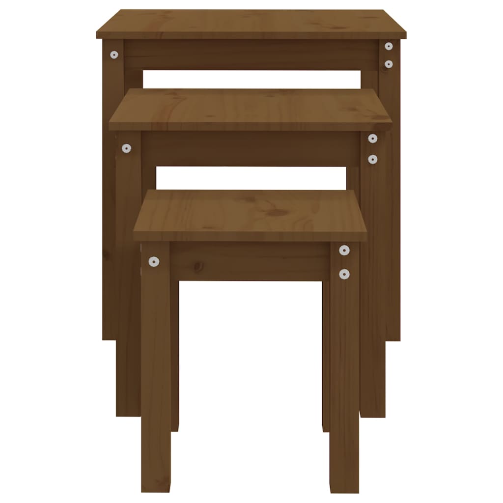 Nesting Tables 3 pcs Solid Wood Pine Honey brown
