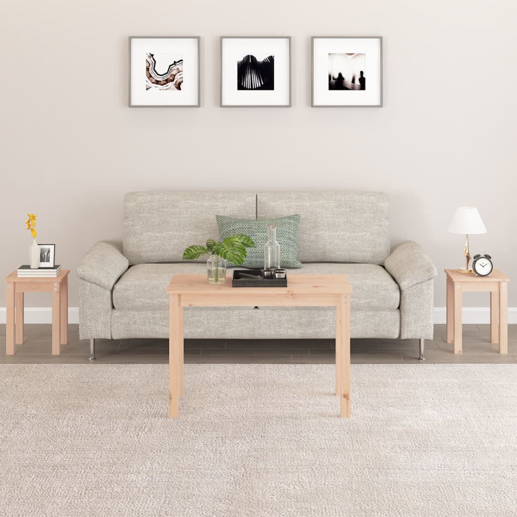 Nesting Tables 3 pcs Solid Wood Pine Natural