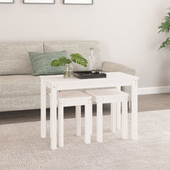 Nesting Tables 3 pcs Solid Wood Pine White