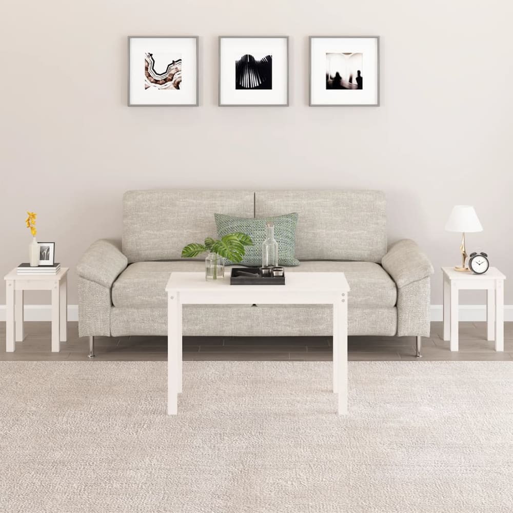 Nesting Tables 3 pcs Solid Wood Pine White