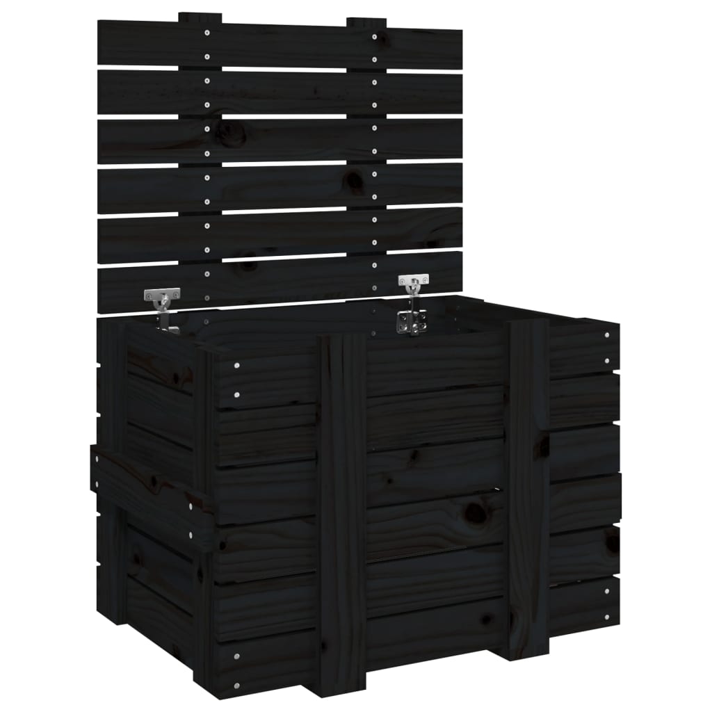 vidaXL Storage Box Black 58x40.5x42 cm Solid Wood Pine 2