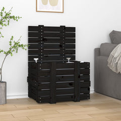 vidaXL Storage Box Black 58x40.5x42 cm Solid Wood Pine 1
