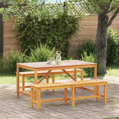 Garden Dining Set 5 pcs Brown 150 x 90 x 74 cm 2x bench (150 cm) +table 150 cm