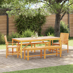 Garden Dining Set 5 pcs Brown 150 x 90 x 74 cm 2x bench (180 cm) +2x chair +table 200 cm