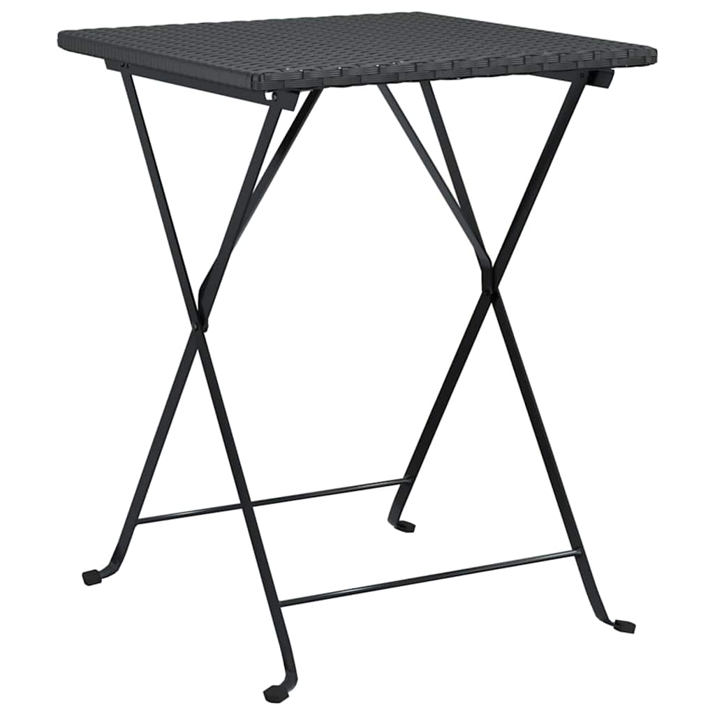 vidaXL 3 Piece Folding Bistro Set Black Poly Rattan 5