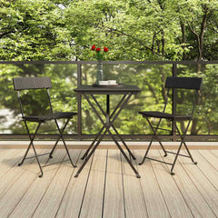 vidaXL 3 Piece Folding Bistro Set Black Poly Rattan 1
